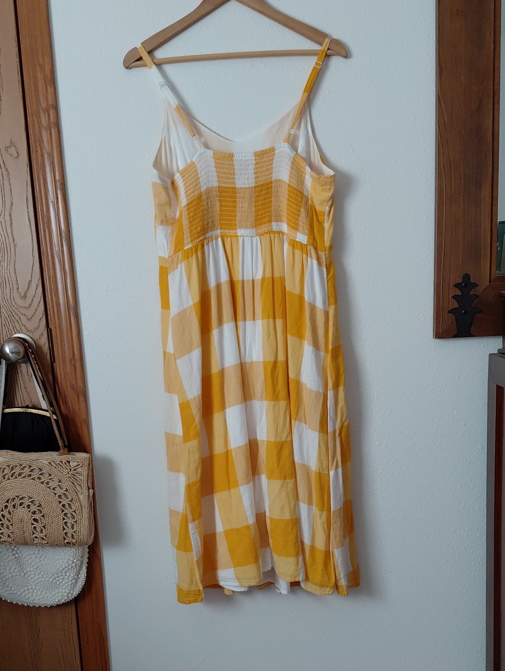 Old Navy Yellow and White Gingham Midi Cami Sundress Size Large - Picture 5 of 8